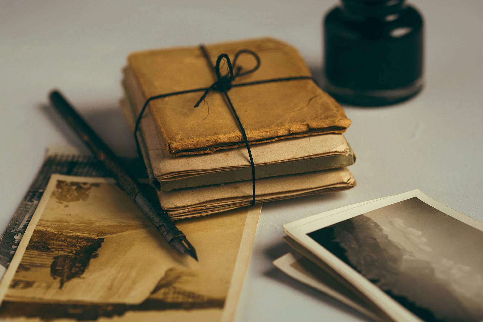 Bundle of letters tied up with twine