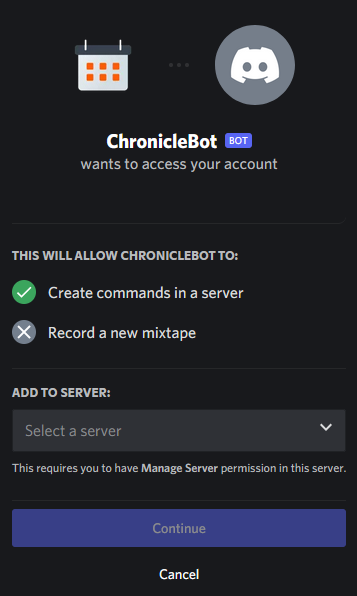 Inviting Chronicle Bot to Discord - Chronicle Bot Docs