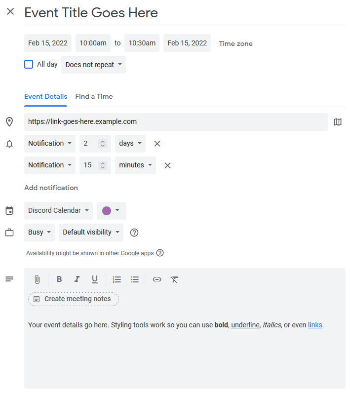 Managing Events With Google Calendar Chronicle Bot Docs