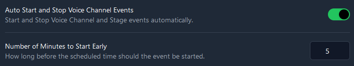 Discord Event Auto Start and Offset Settings