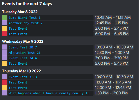 Discord Chronicle Bot Daily Event Summary Example Message