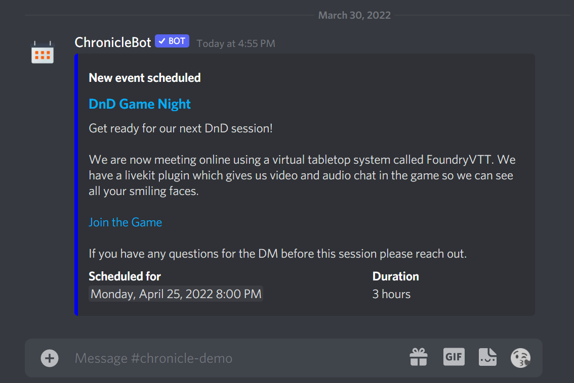 calendar bot discord