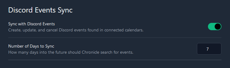 Discord Events Sync Settings