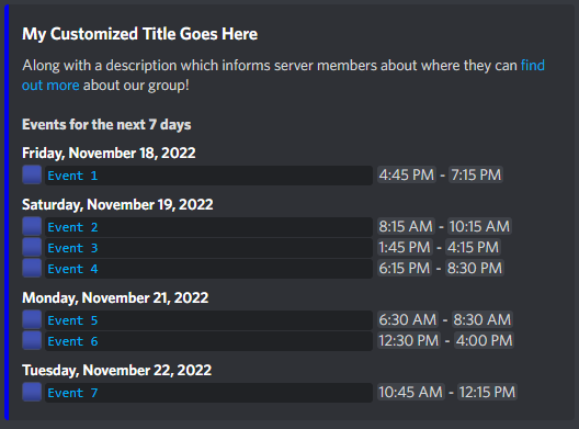 Example message of the new event summary message layout