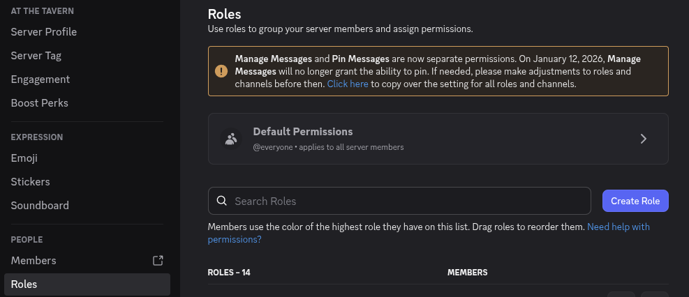 Discord Client Pin Messages Permission Warning